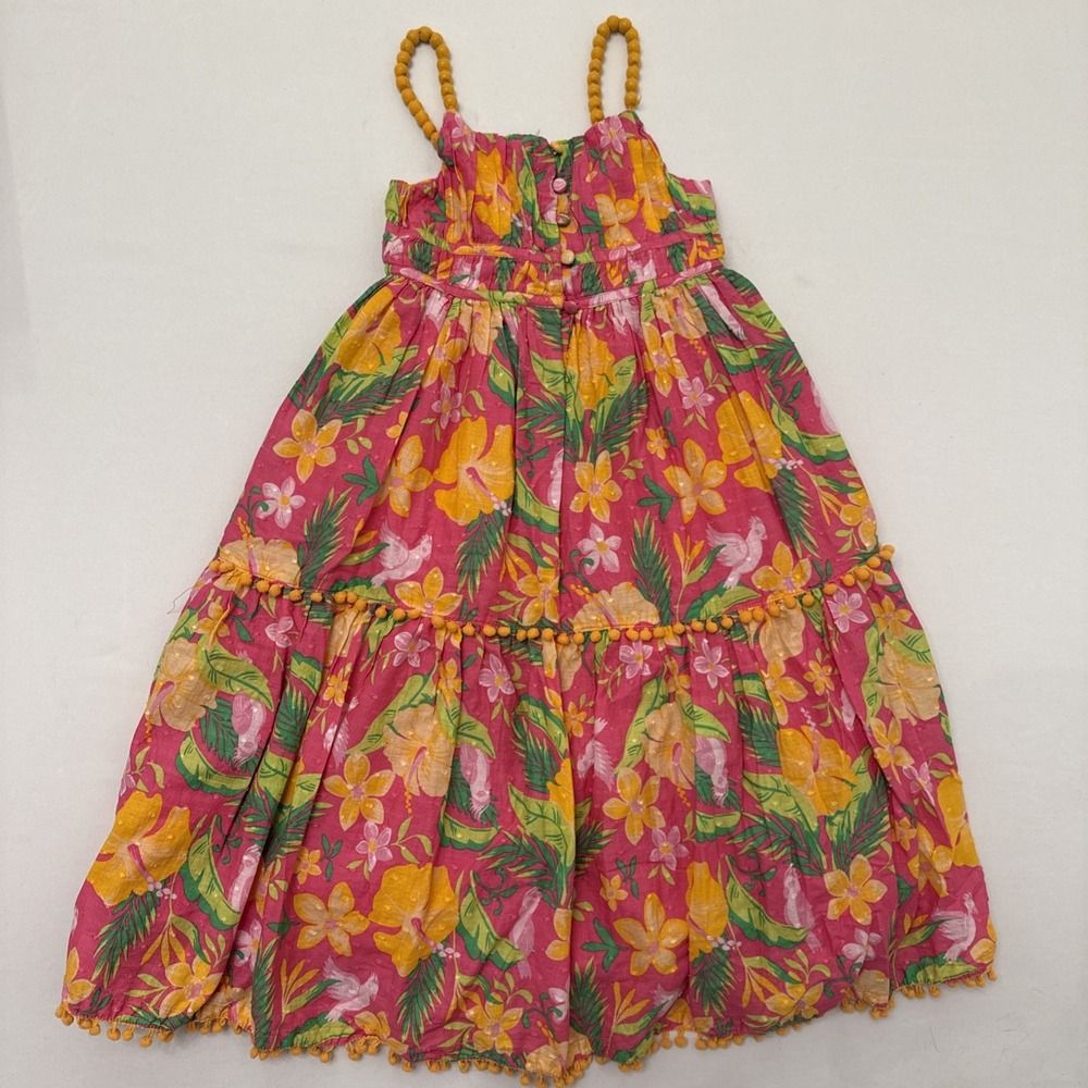 EttaVee Girls Vibrant Pink Floral Tiered Sundress Size 4T